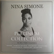 A black and white image of Nina Simone with text overlay 'NINA SIMONE The Platinum Collection 42 all time classics'.