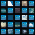 Album cover for Donald Byrd - Places And Spaces LP featuring a collage of images with aircrafts against various sky backgrounds.