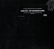 This image features the album cover for "King Tee - Thy Kingdom Come 2LP," a release under the rap genre. The cover is designed in a sleek, minimalistic style with a dark background, enhancing the white text that lists the album title, artist name, and track names.