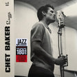 Black and white album cover of Chet Baker with a microphone, indicating it's a jazz record.
