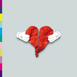 Album cover art for Kanye West's '808s & Heartbreak Deluxe 2LP + CD' featuring a stylized red heart with a cross through it, held by two hands.