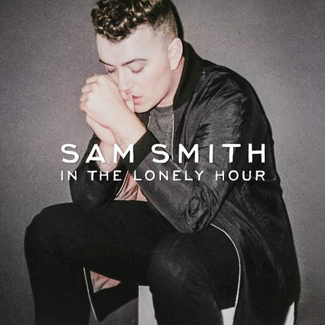 An album cover featuring a person in a seated position with their head bowed and hands clasped, with the text 'SAM SMITH IN THE LONELY HOUR' displayed.