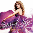 Taylor Swift album 'Speak Now' cover art featuring Taylor Swift in a purple dress with a stylized background.